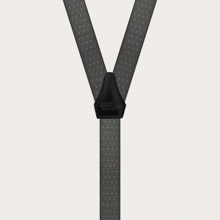 Narrow grey pin-dot suspenders with buttonholes