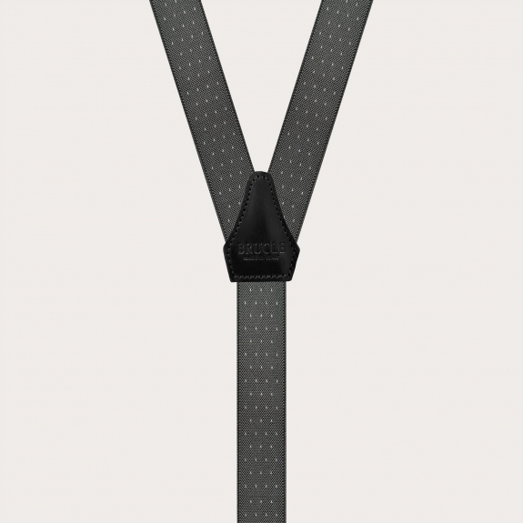 Narrow grey pin-dot suspenders with buttonholes