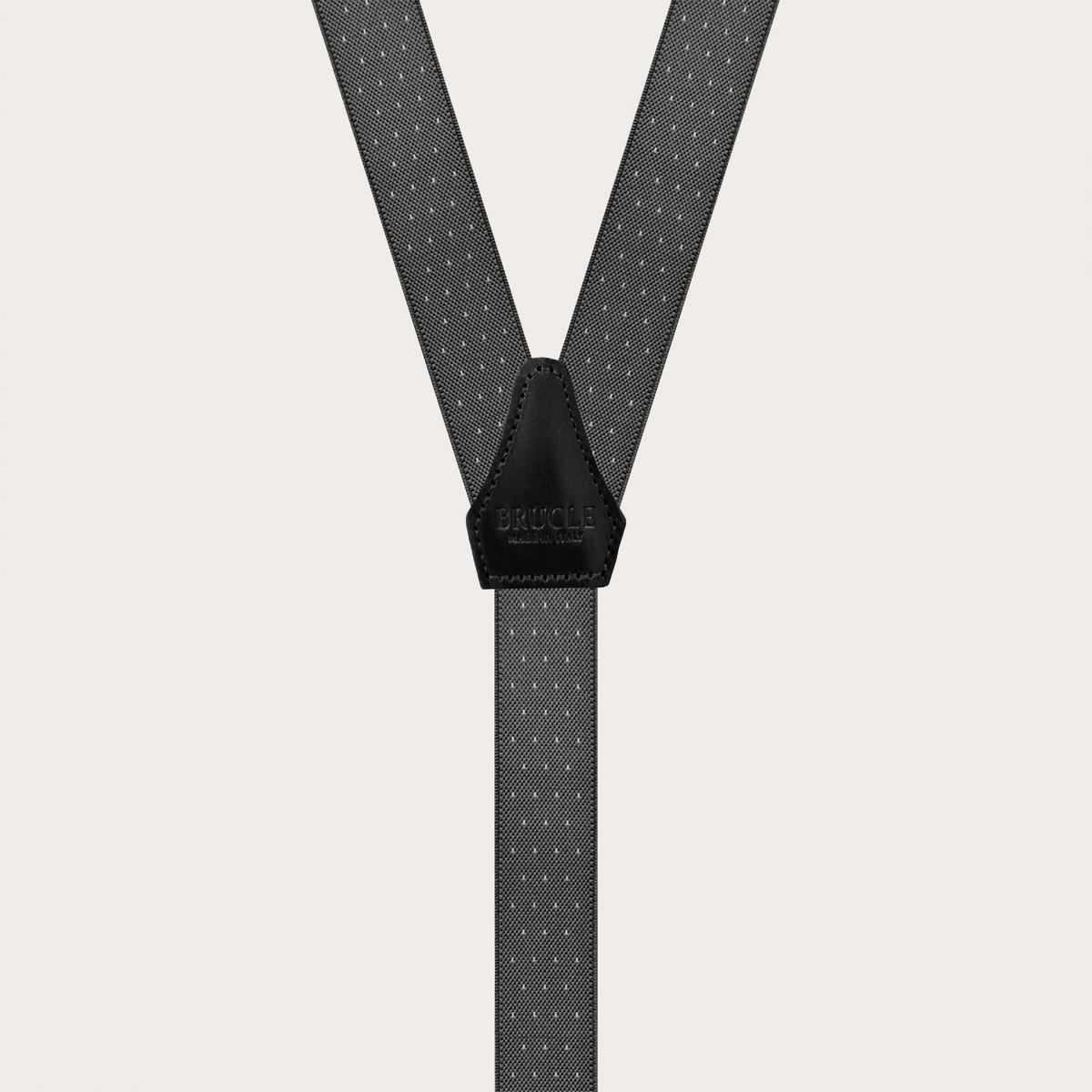 Narrow grey pin-dot suspenders with buttonholes