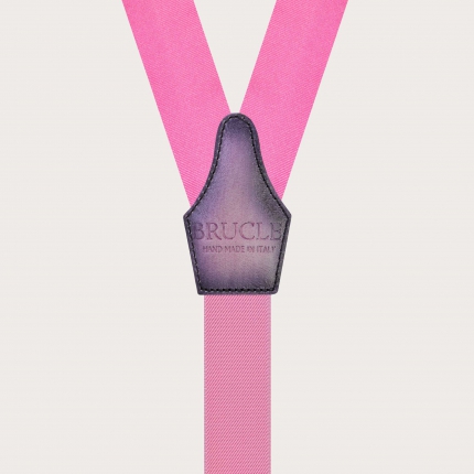 Pink silk suspenders with braid end