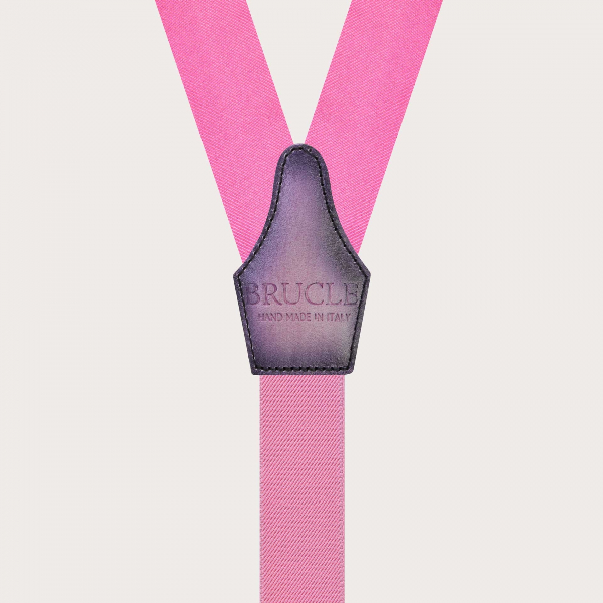 Pink silk suspenders with braid end