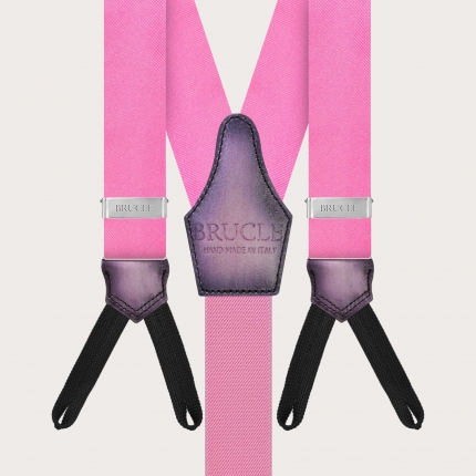 Pink silk suspenders with braid end