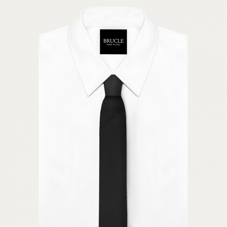 Women's tie in black silk satin