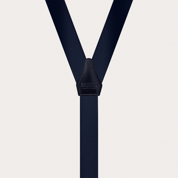 Elegant double use elastic suspenders, navy blue