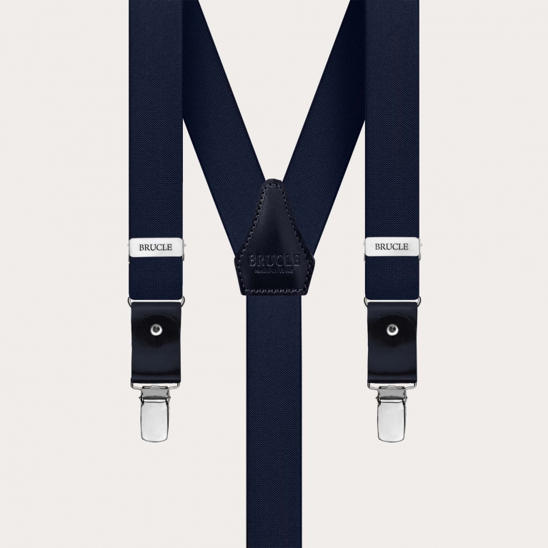 Eleganti bretelle elastiche doppio uso, blu navy