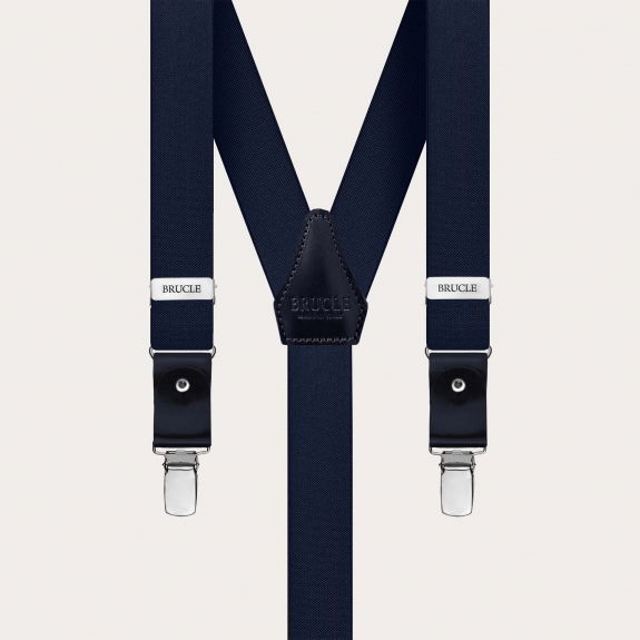 Elegant double use elastic suspenders, navy blue