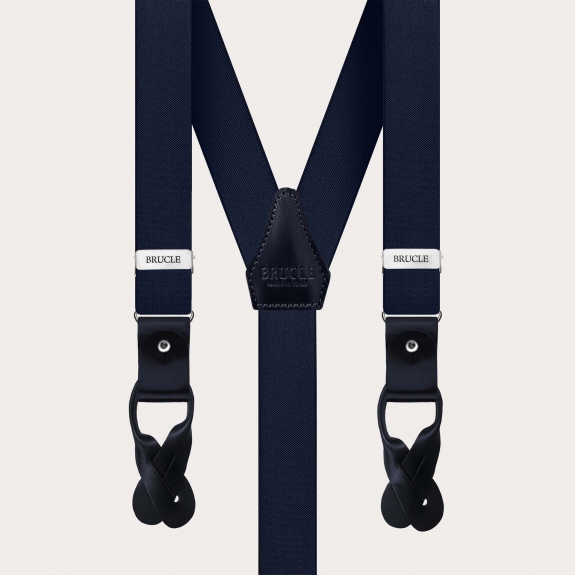 Elegant double use elastic suspenders, navy blue