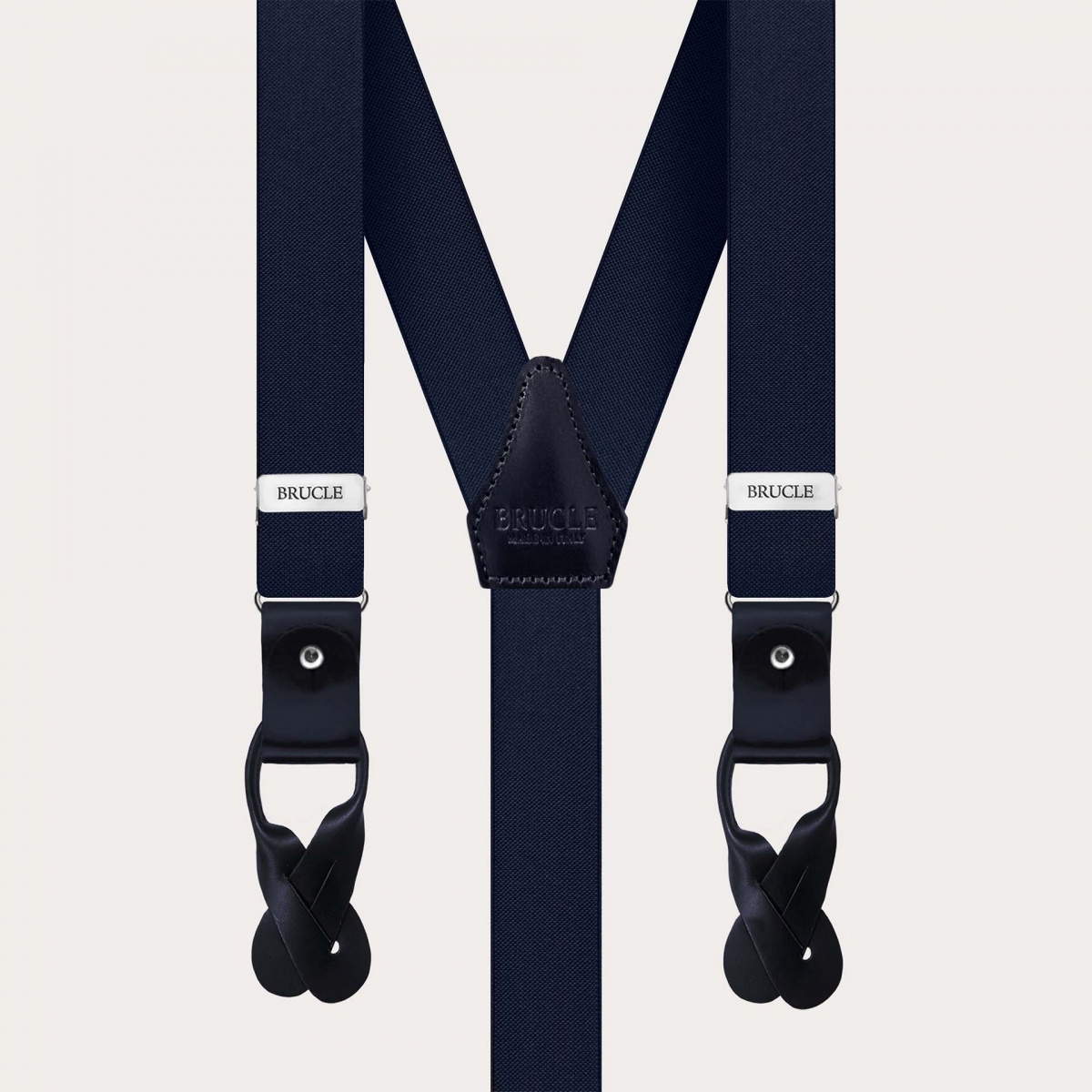 Elegant double use elastic suspenders, navy blue