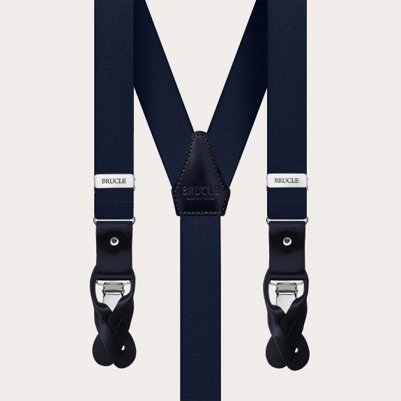 Elegant double use elastic suspenders, navy blue