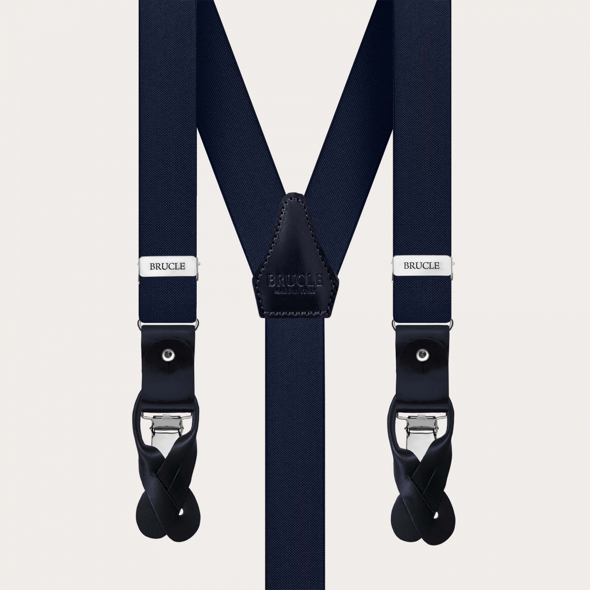 Elegant double use elastic suspenders, navy blue