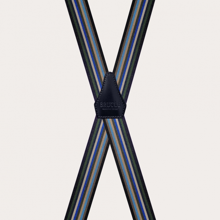 Tirantes estrechos en X con rayas multicolor