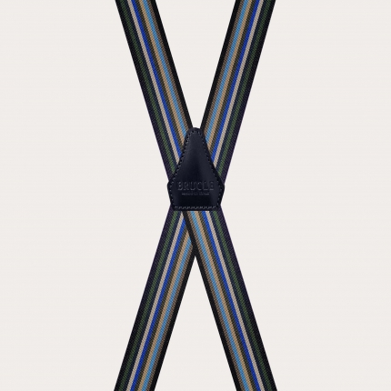 Bretelle strette a X a righe multicolore