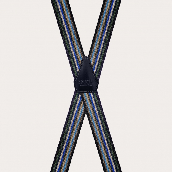 Bretelle strette a X a righe multicolore