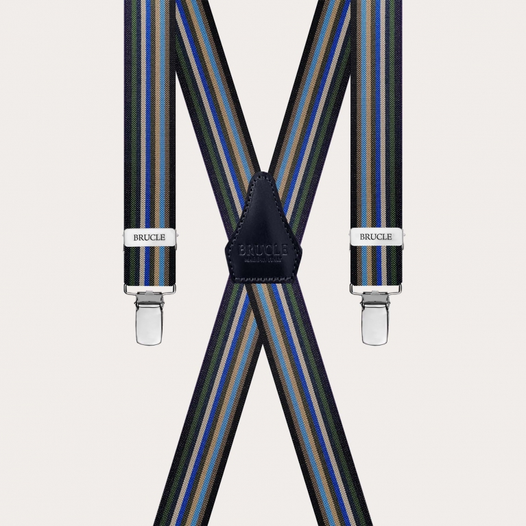 X-back suspenders with multicolor stripes