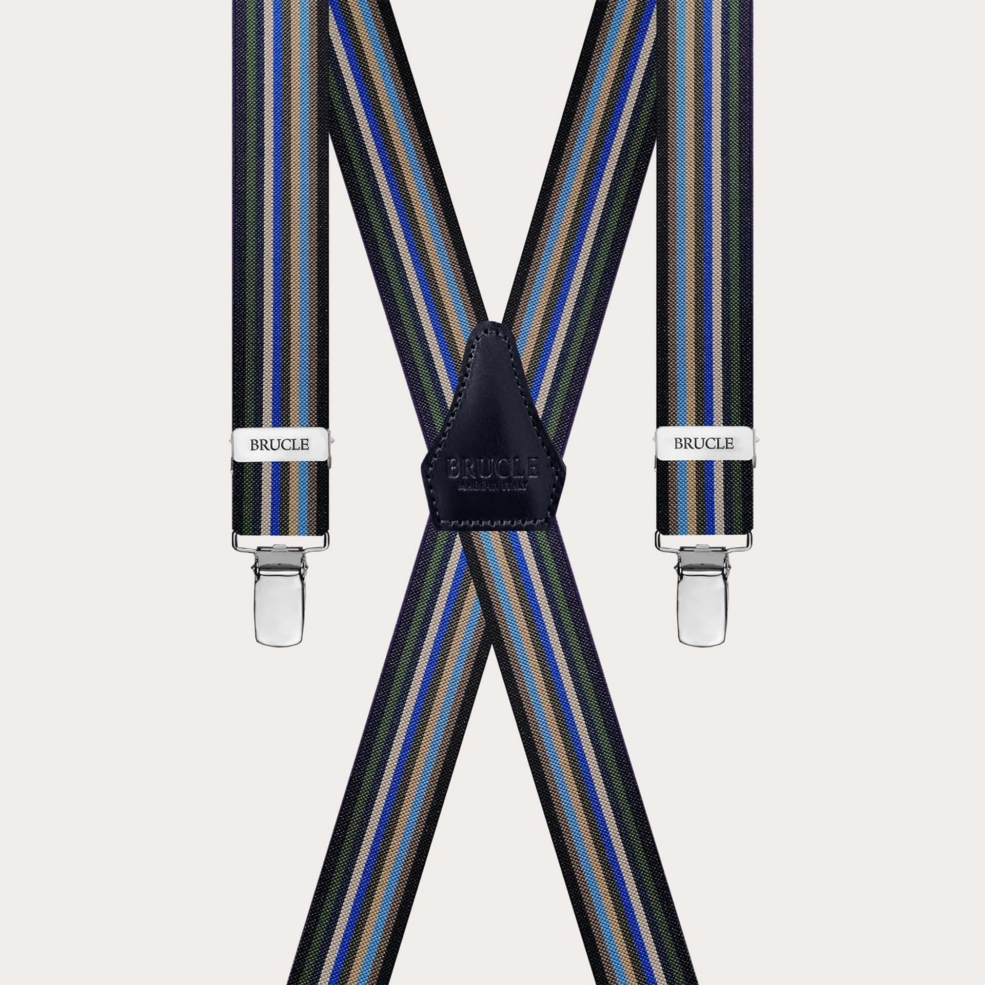 X-back suspenders with multicolor stripes
