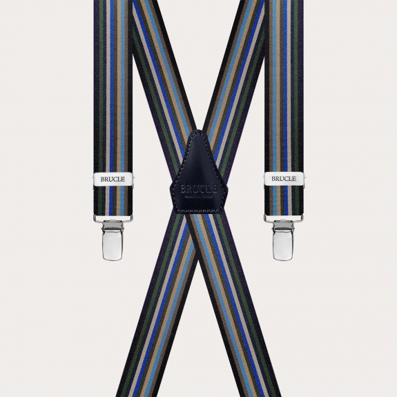 X-back suspenders with multicolor stripes