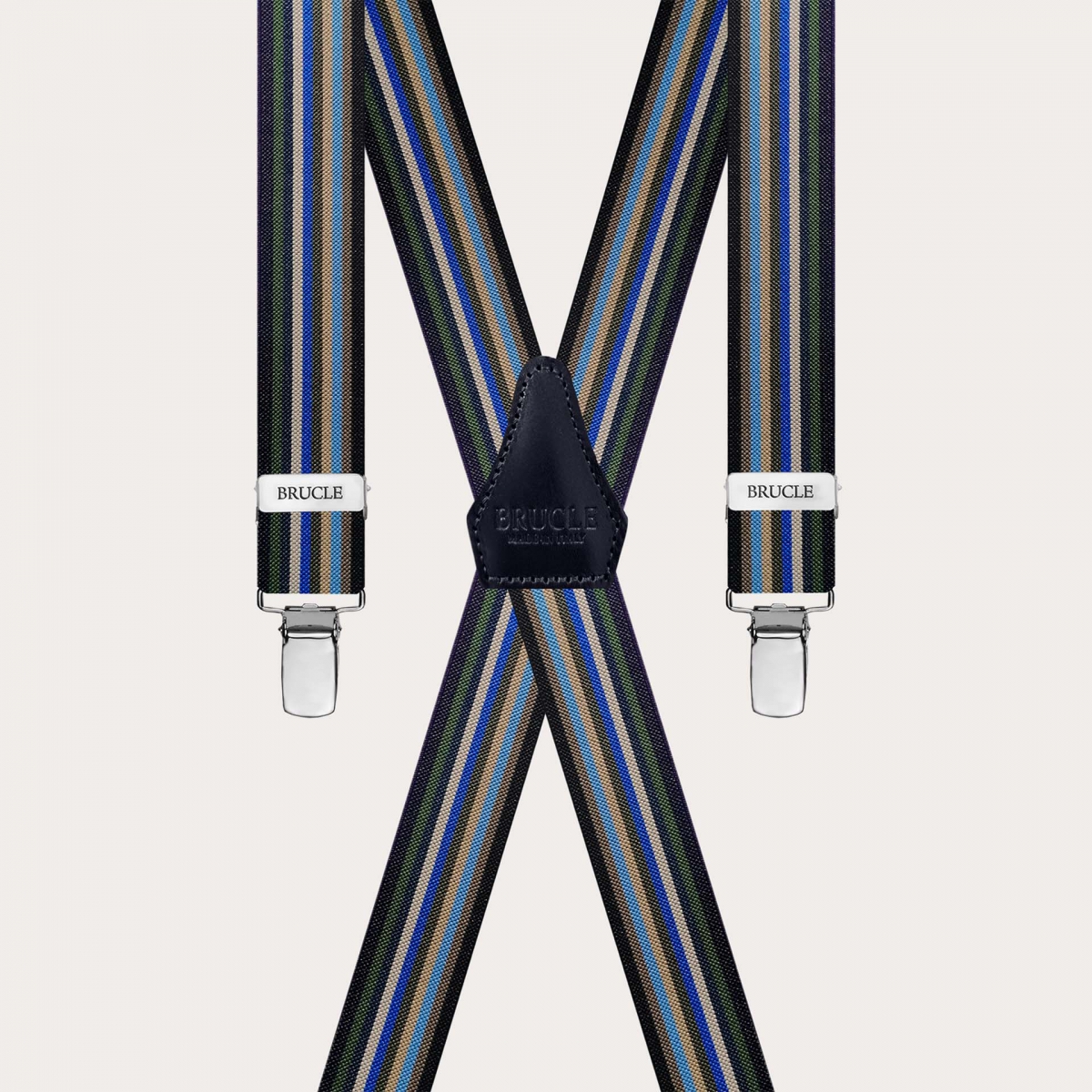 X-back suspenders with multicolor stripes
