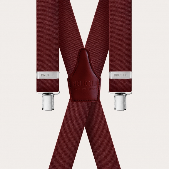 BRUCLE Elegant X-shaped nickel free suspenders, burgundy