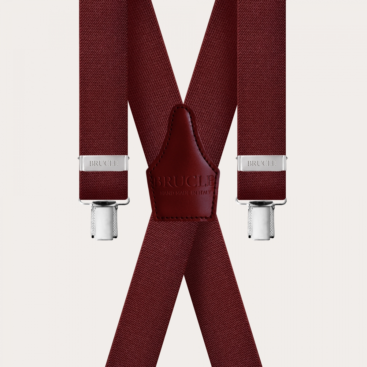 BRUCLE Elegant X-shaped nickel free suspenders, burgundy
