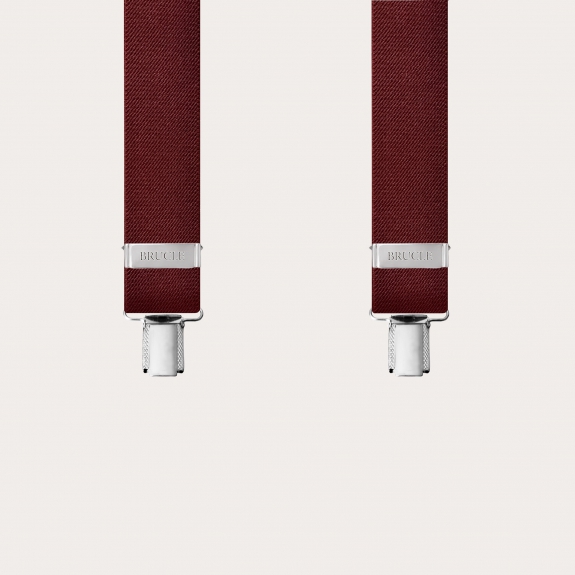 BRUCLE Elegant X-shaped nickel free suspenders, burgundy