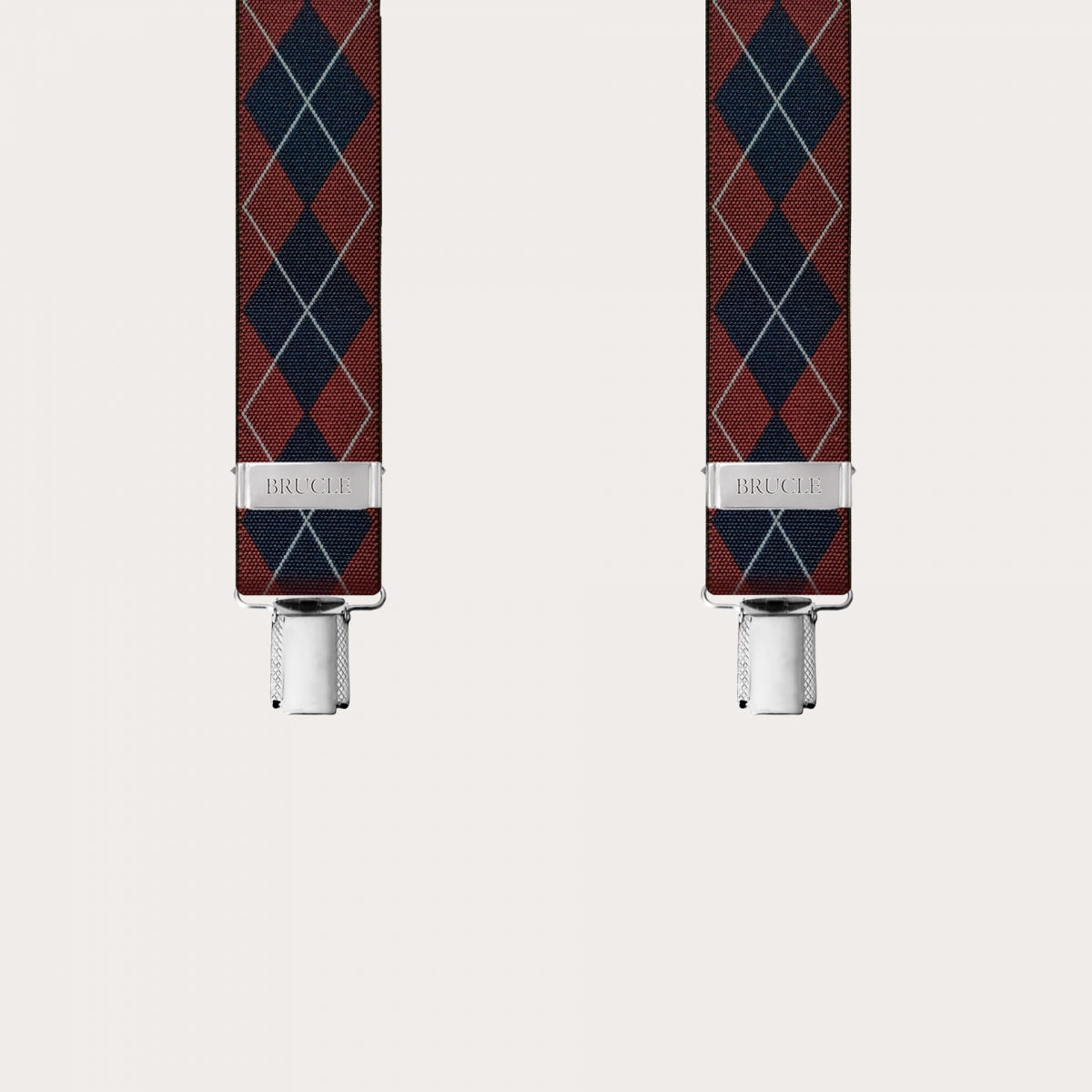 Extra-long red and blue Scottish tartan suspenders