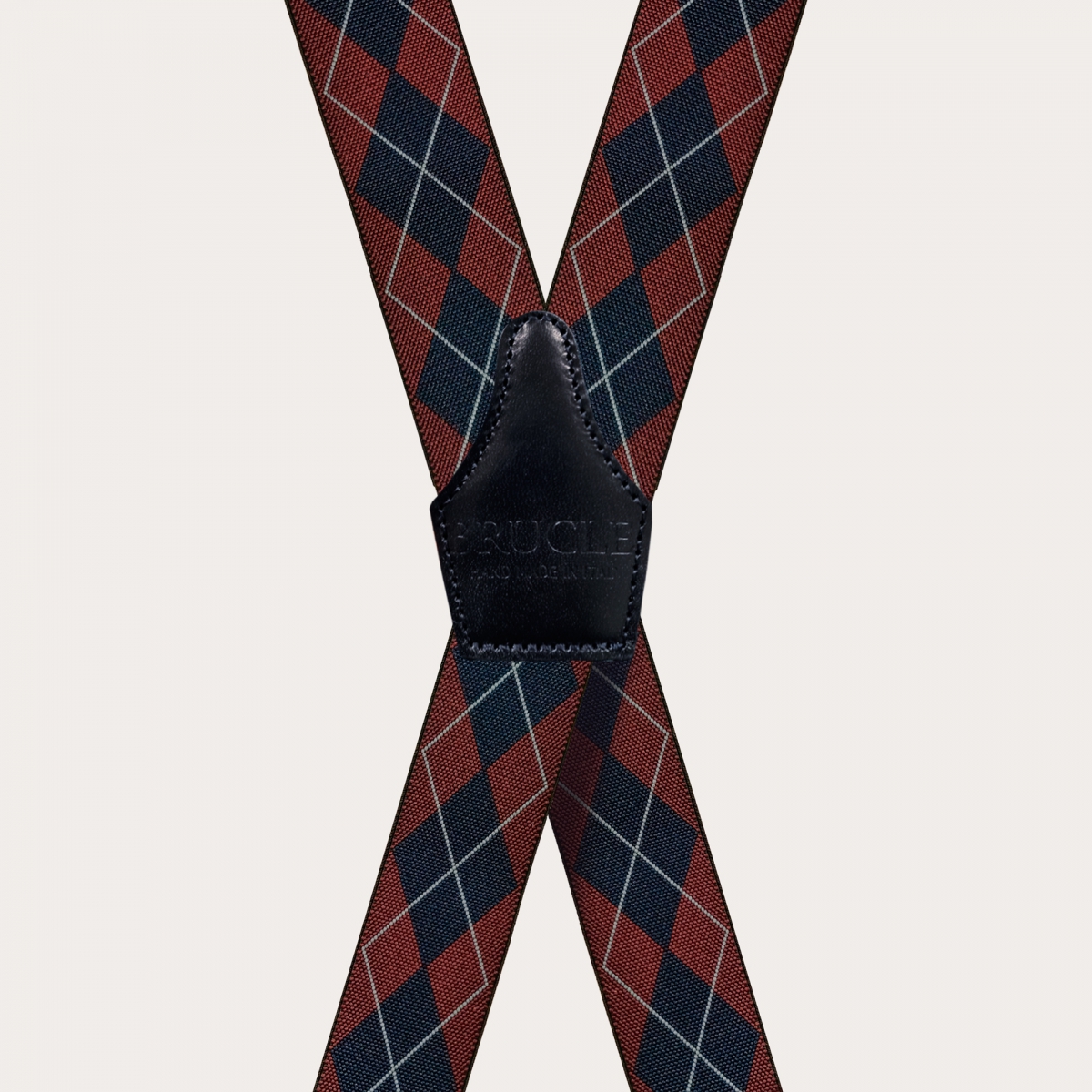 Extra-long red and blue Scottish tartan suspenders
