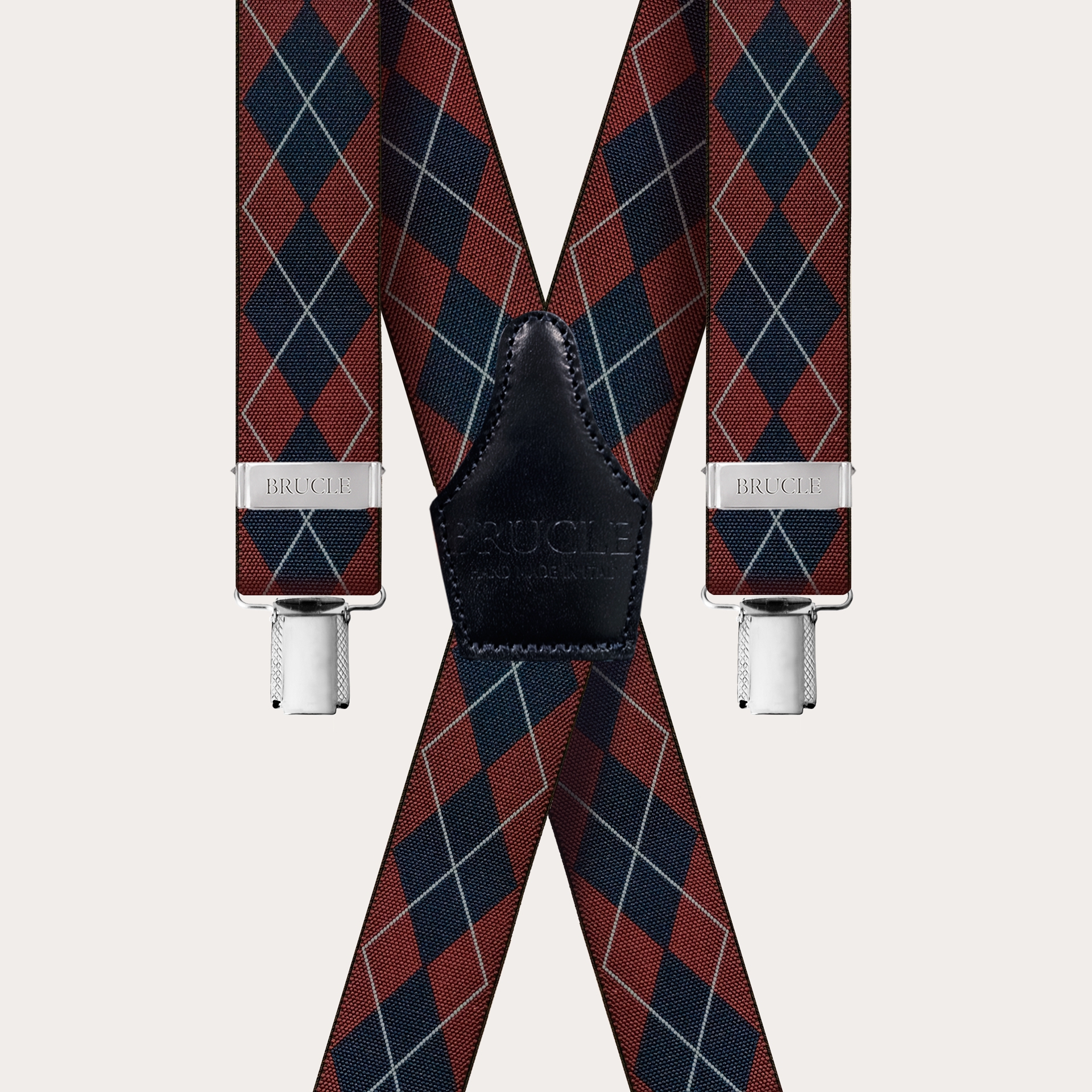 Extra lange Hosenträger mit schottischem Tartan in Rot und Blau
