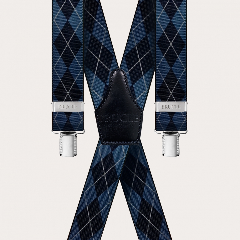 Extralange Hosenträger im schottischen Tartan in Marineblau