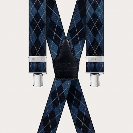 Extralange Hosenträger im schottischen Tartan in Marineblau