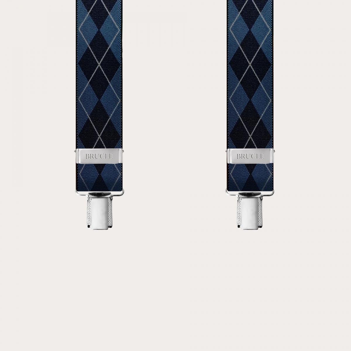 Bretelles extra-longues en tartan écossais bleu marine
