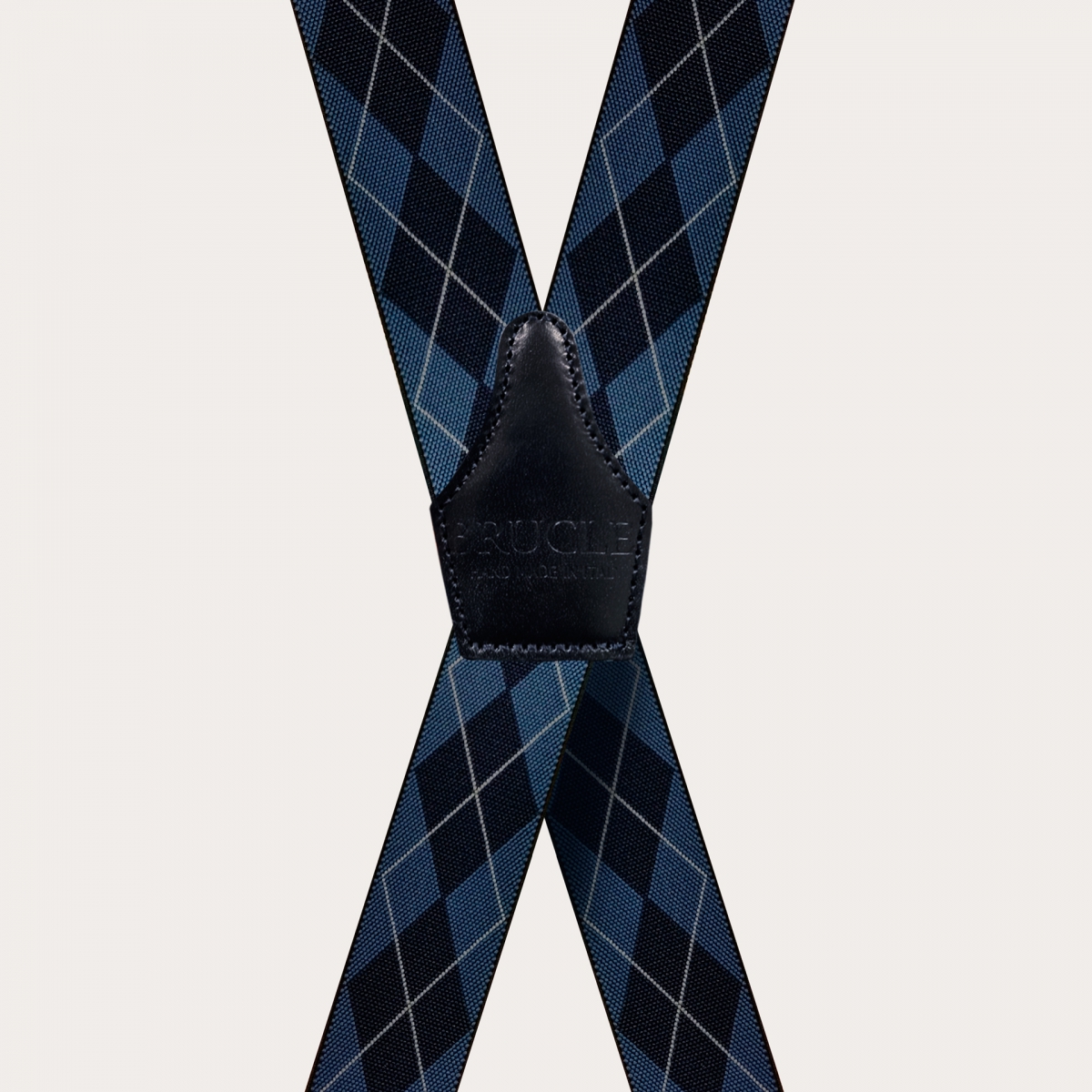 Extra-long navy blue Scottish tartan suspenders