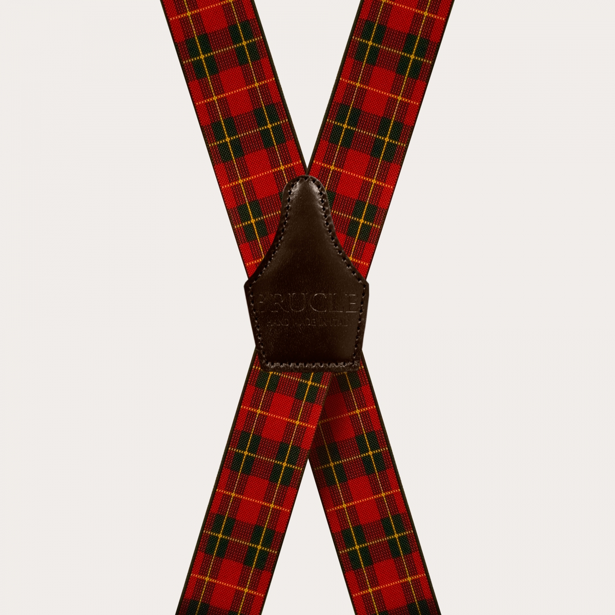 Extra-long red tartan suspenders
