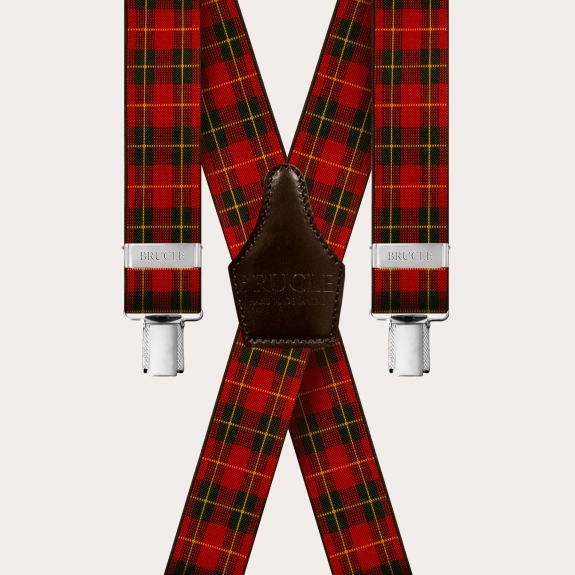 Bretelles extra longues à motif tartan rouge