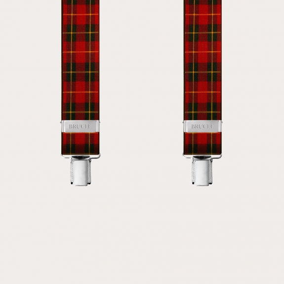 Bretelles extra longues à motif tartan rouge