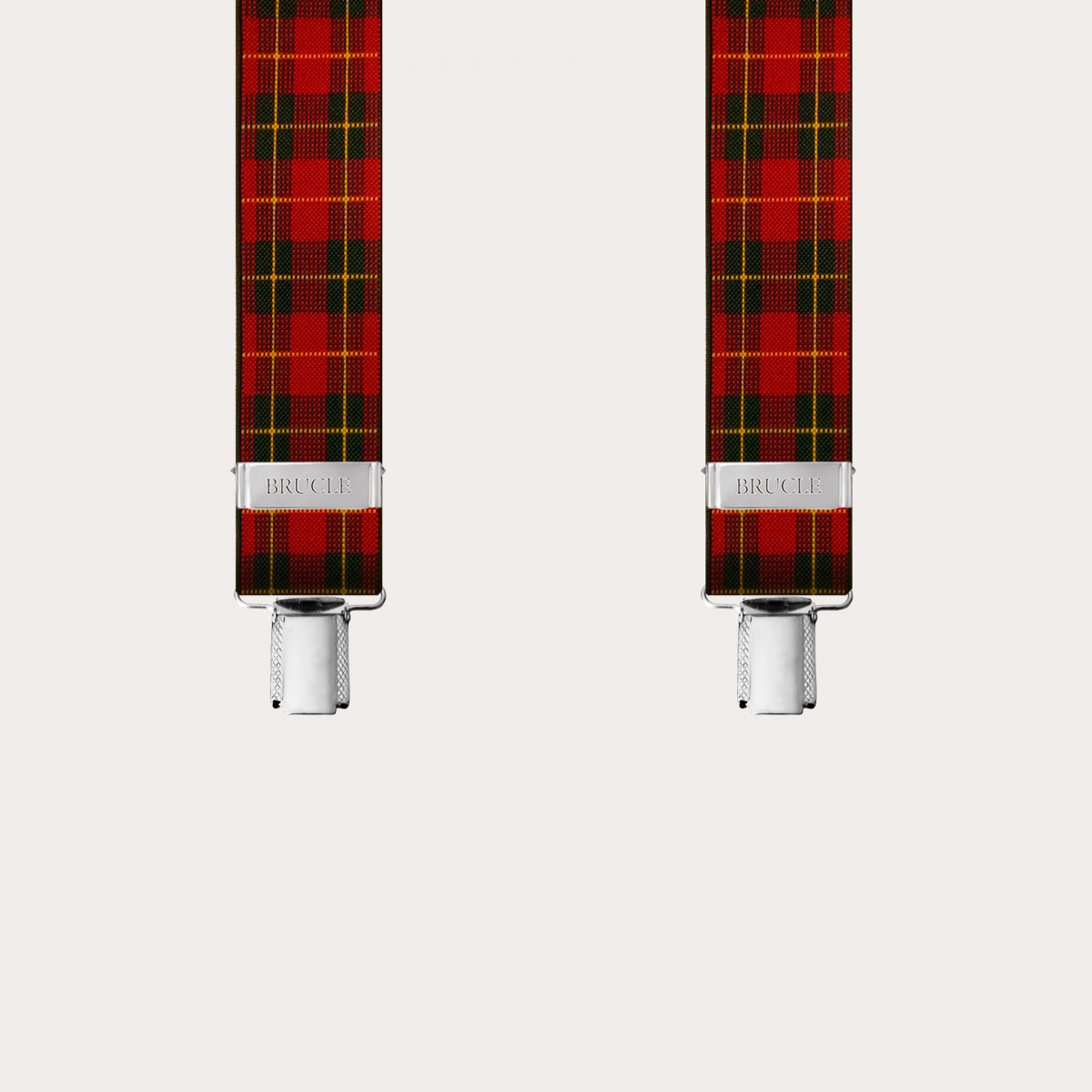 Bretelles extra longues à motif tartan rouge