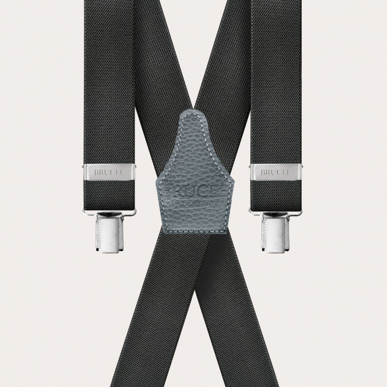 Extra-long grey X-shaped suspenders