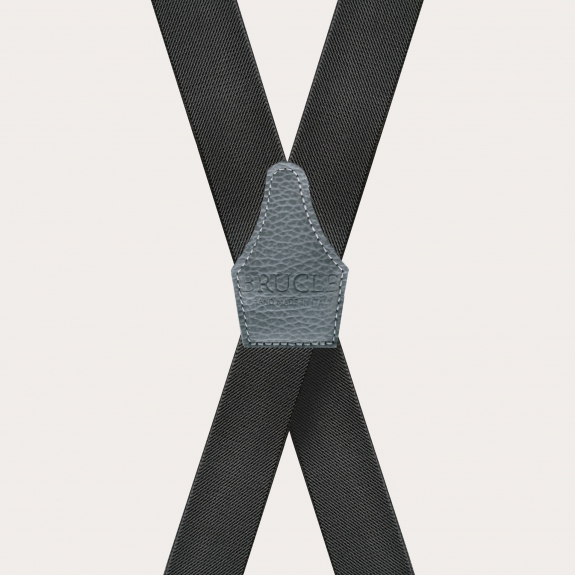 Extra-long grey X-shaped suspenders