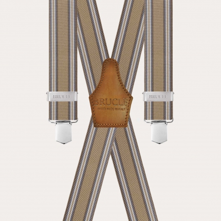 Tirantes a rayas beige con fijación de clip y 4 tirantes