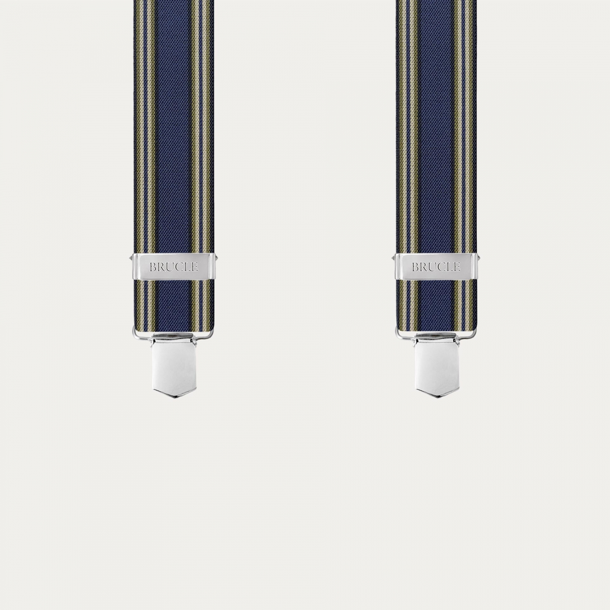 Extra-long blue striped X-shaped suspenders