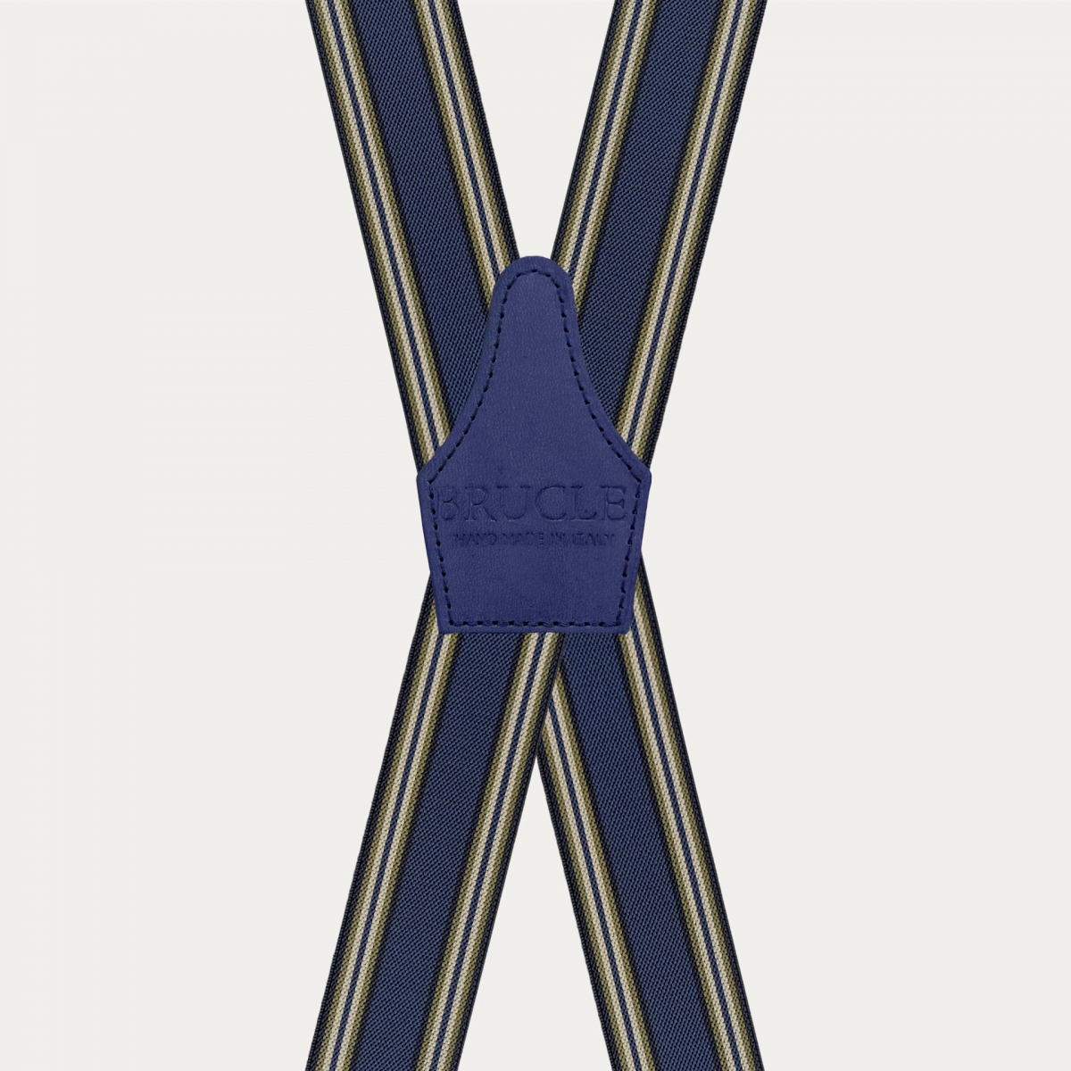 Extra lange blau gestreifte X‑förmige Hosenträger