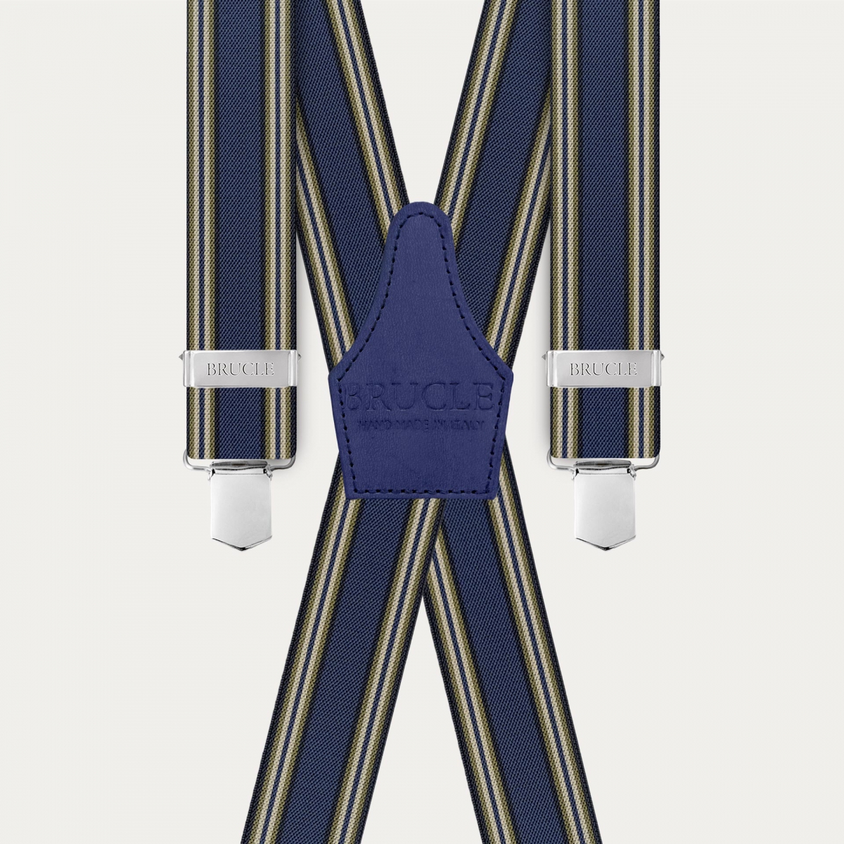 Bretelles extra longues en X à rayures bleues