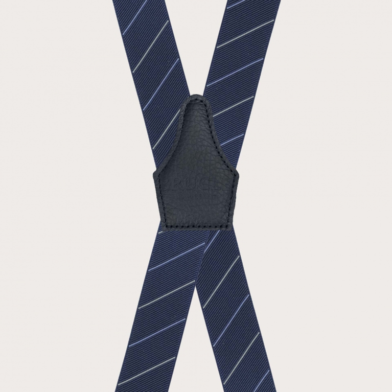 Extra lange X‑förmige Hosenträger im blauen Regimental-Stil