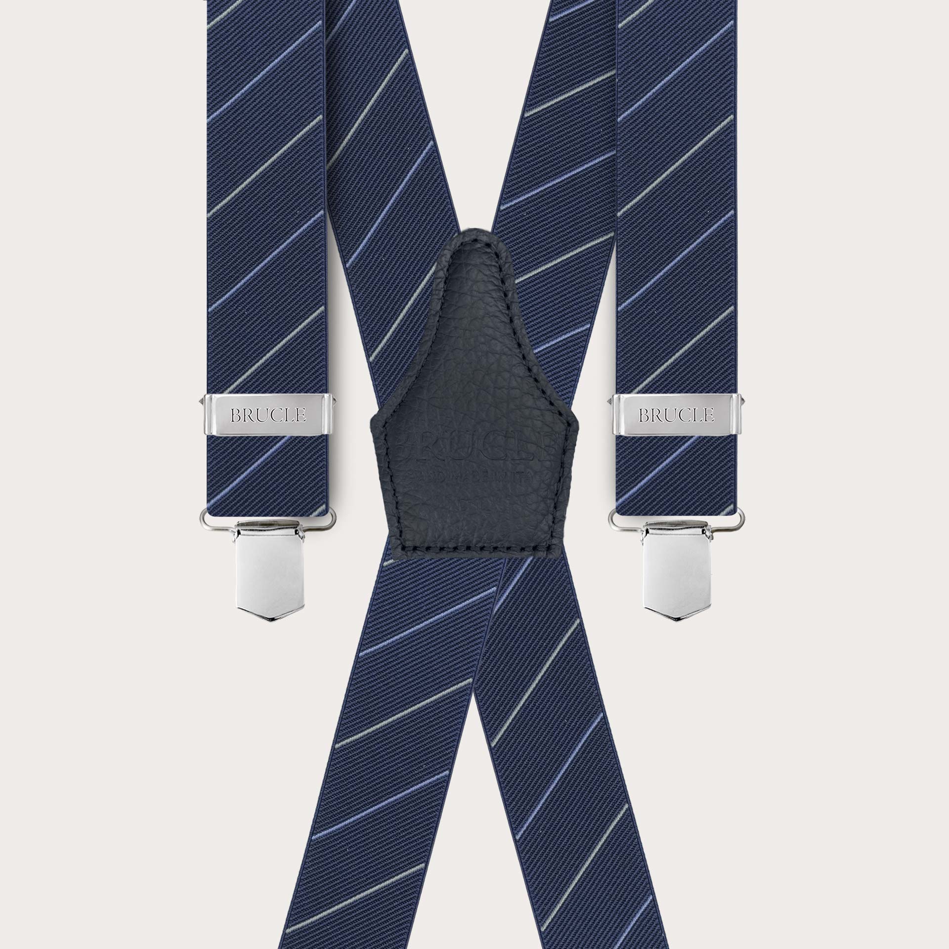 Extra-long blue regimental X-shaped suspenders