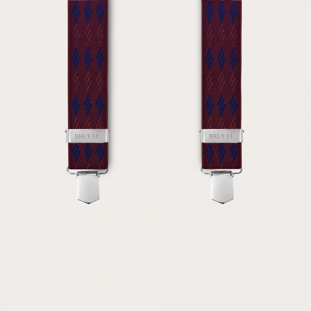 Extra-long Bordeaux suspenders with blue stripes