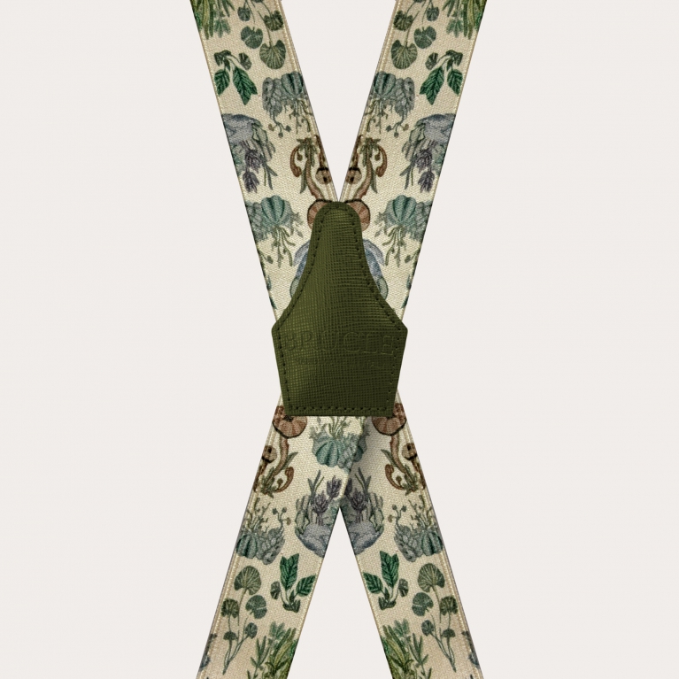 Tirantes extra largos en forma de X con estampado de plantas