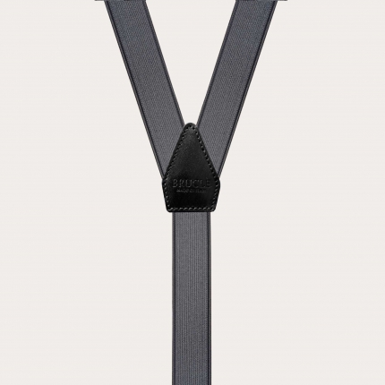 Extra lange graue Hosenträger aus Satin mit Knopflöchern