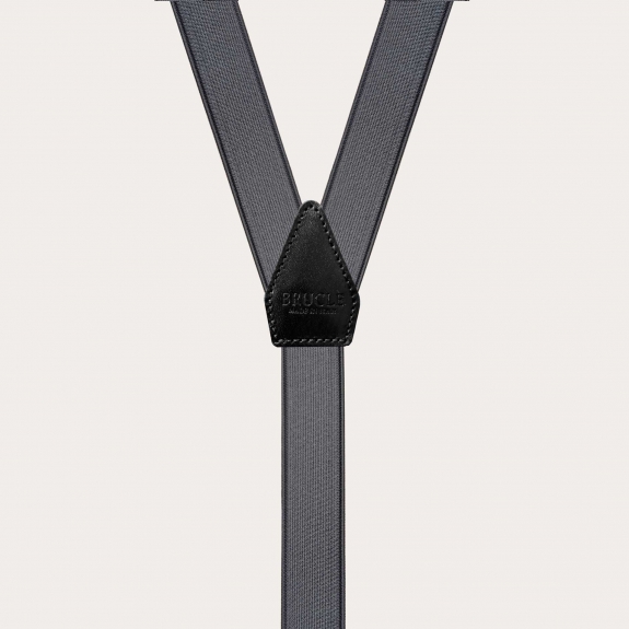 Extra lange graue Hosenträger aus Satin mit Knopflöchern