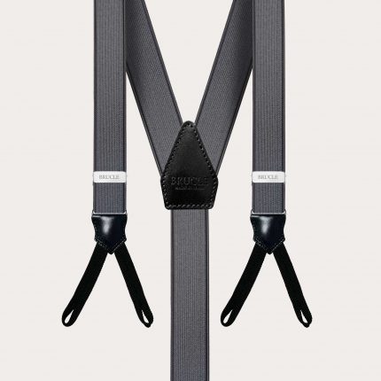 Extra lange graue Hosenträger aus Satin mit Knopflöchern