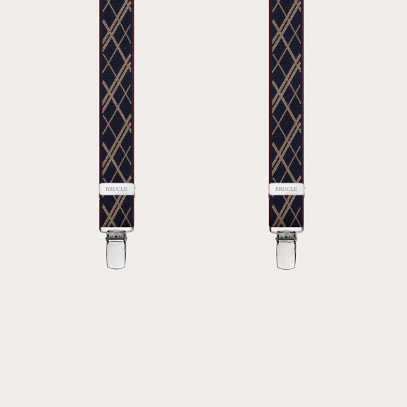 Extra-long narrow suspenders with geometric pattern