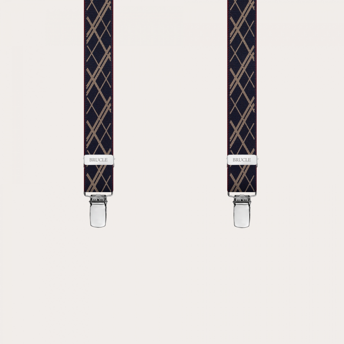 Extra-long narrow suspenders with geometric pattern